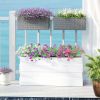 2 Pack 20 Inch Railing Flower Pots, Self-Watering Hanging Planter Box for Fence, Garden, Rattan Look, Gray
